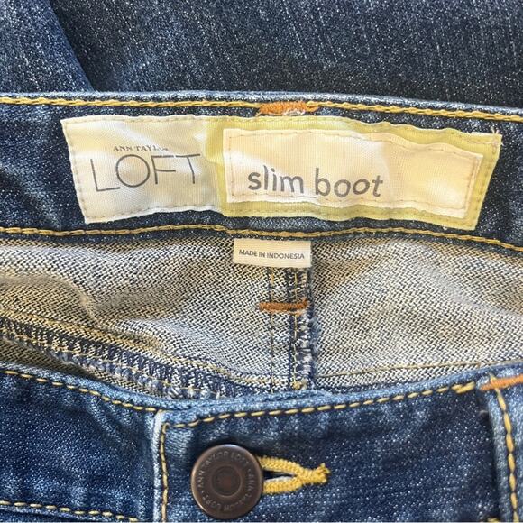 Ann Taylor Slim Boot Denim Jeans Womens Size 8 Embroidered Pockets Rodeo Barn - Picture 5 of 10